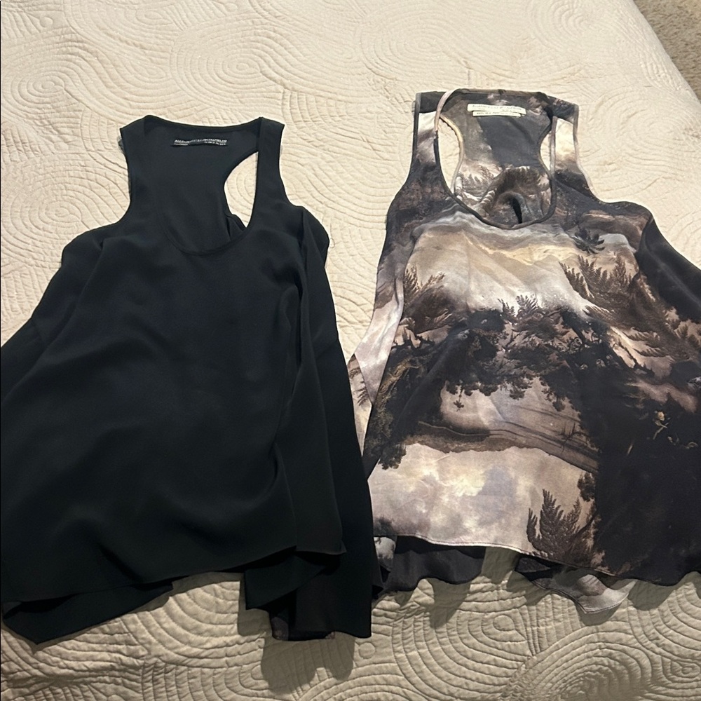 All Saints Black and Artistic Print Tank Tops